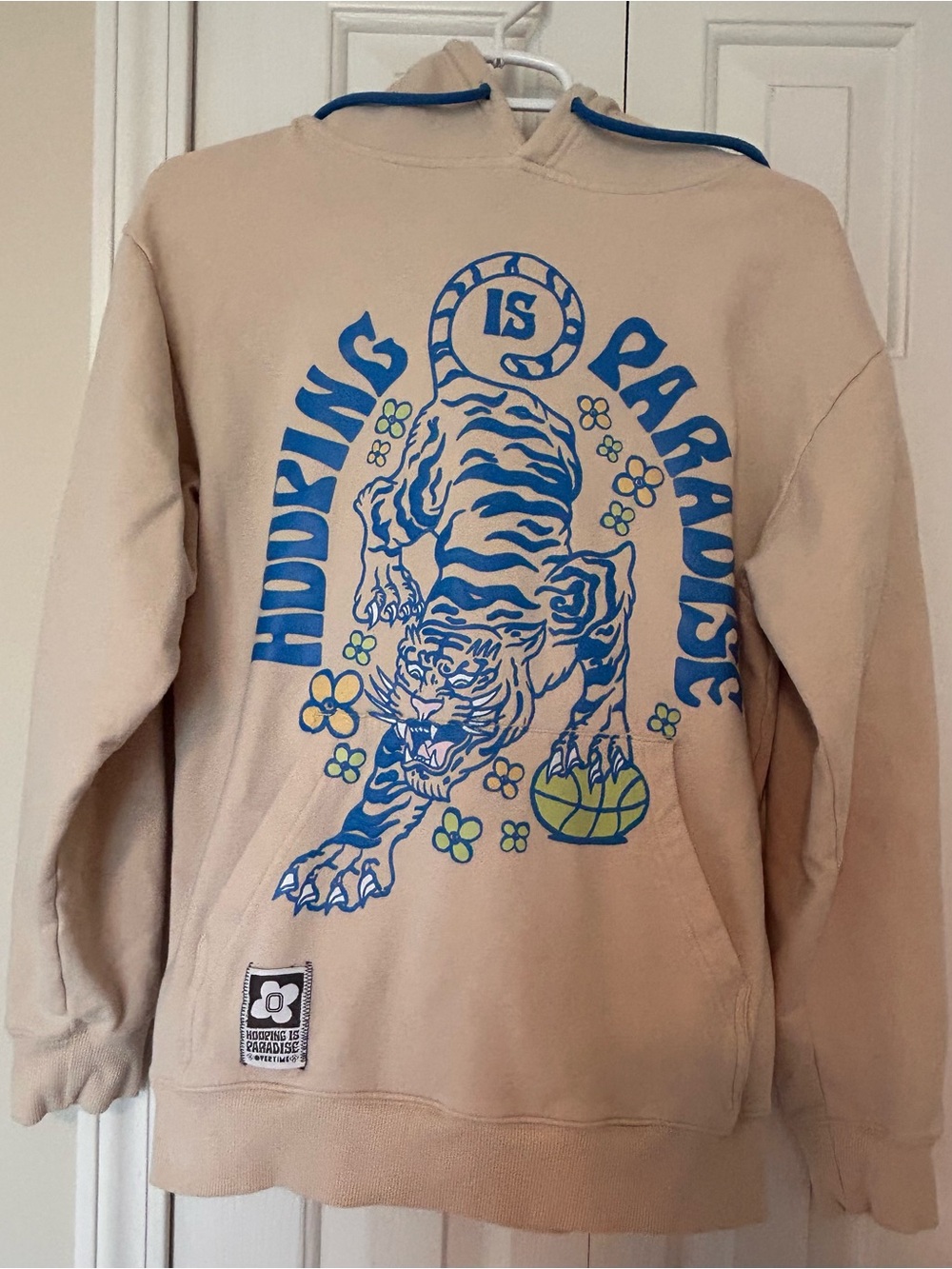 Hooping Is Paradise Beige Graphic Hoodie Sweatshirt
